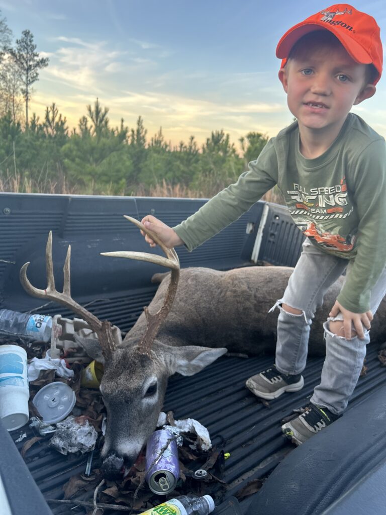 Grandson kill this deer his first one 5 years old